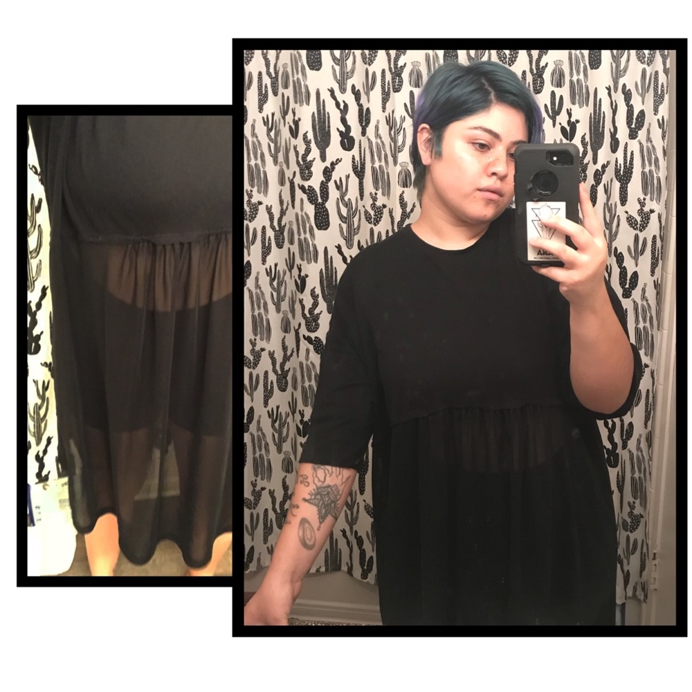 half mesh peplum top